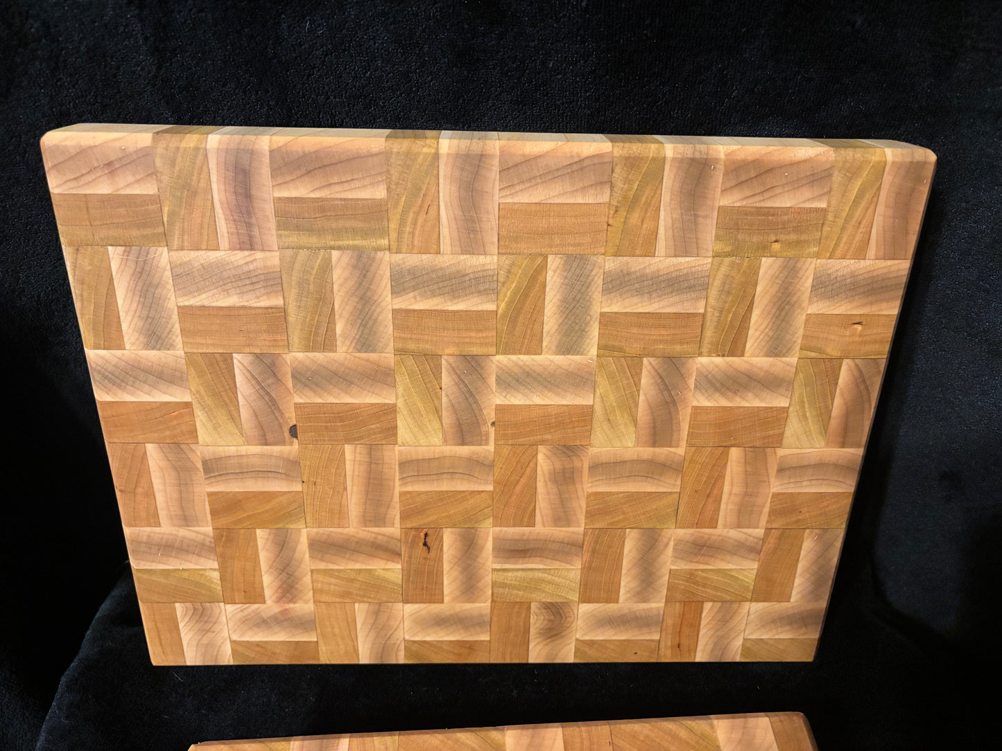 Maple & Cherry End Grain Patterned Cutting Board – Handcrafted Hardwood Kitchen Board (10.5" x 10.5")