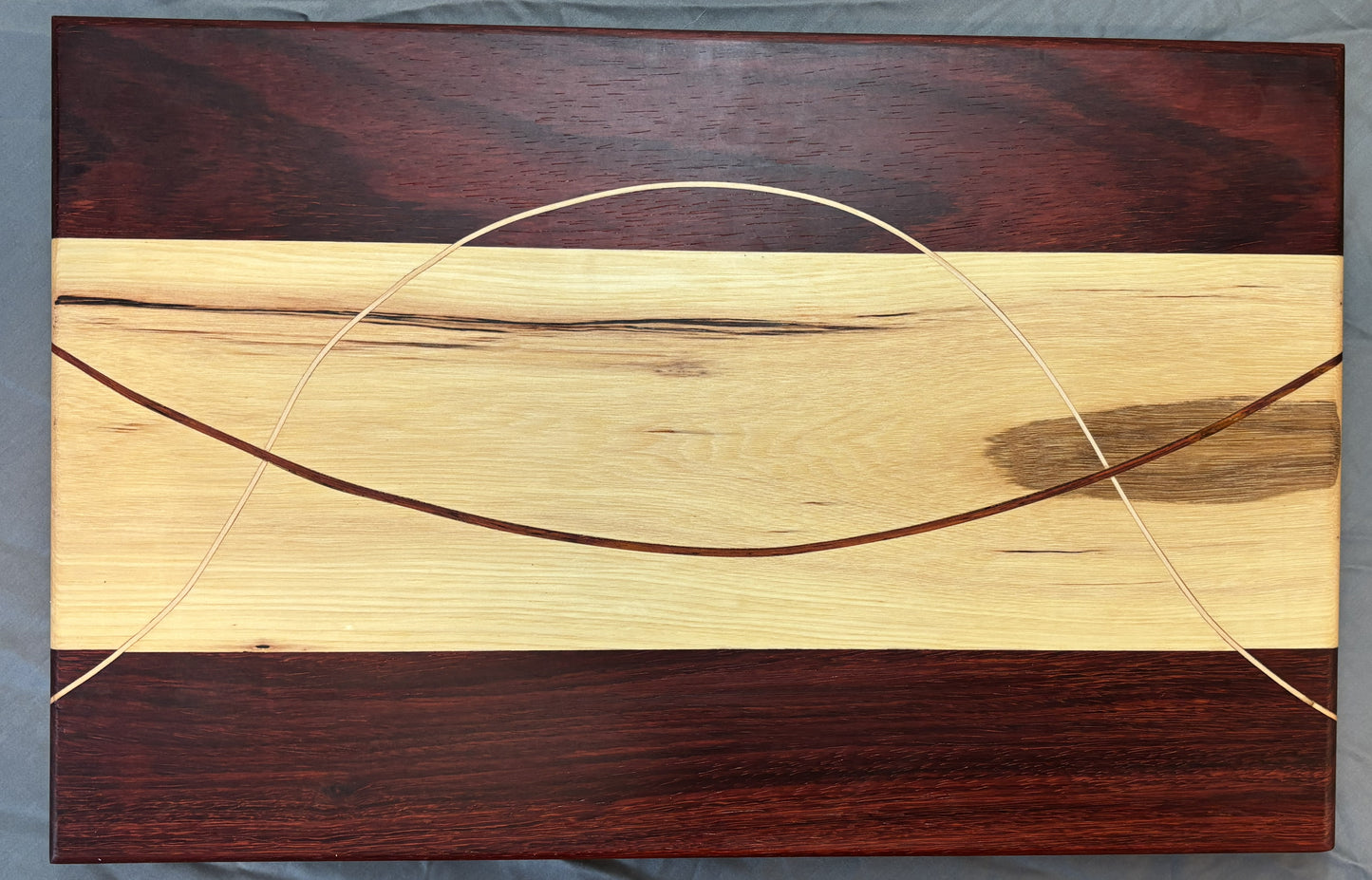 Padauk & Hickory Charcuterie Board with Inlay Ribbon Accents