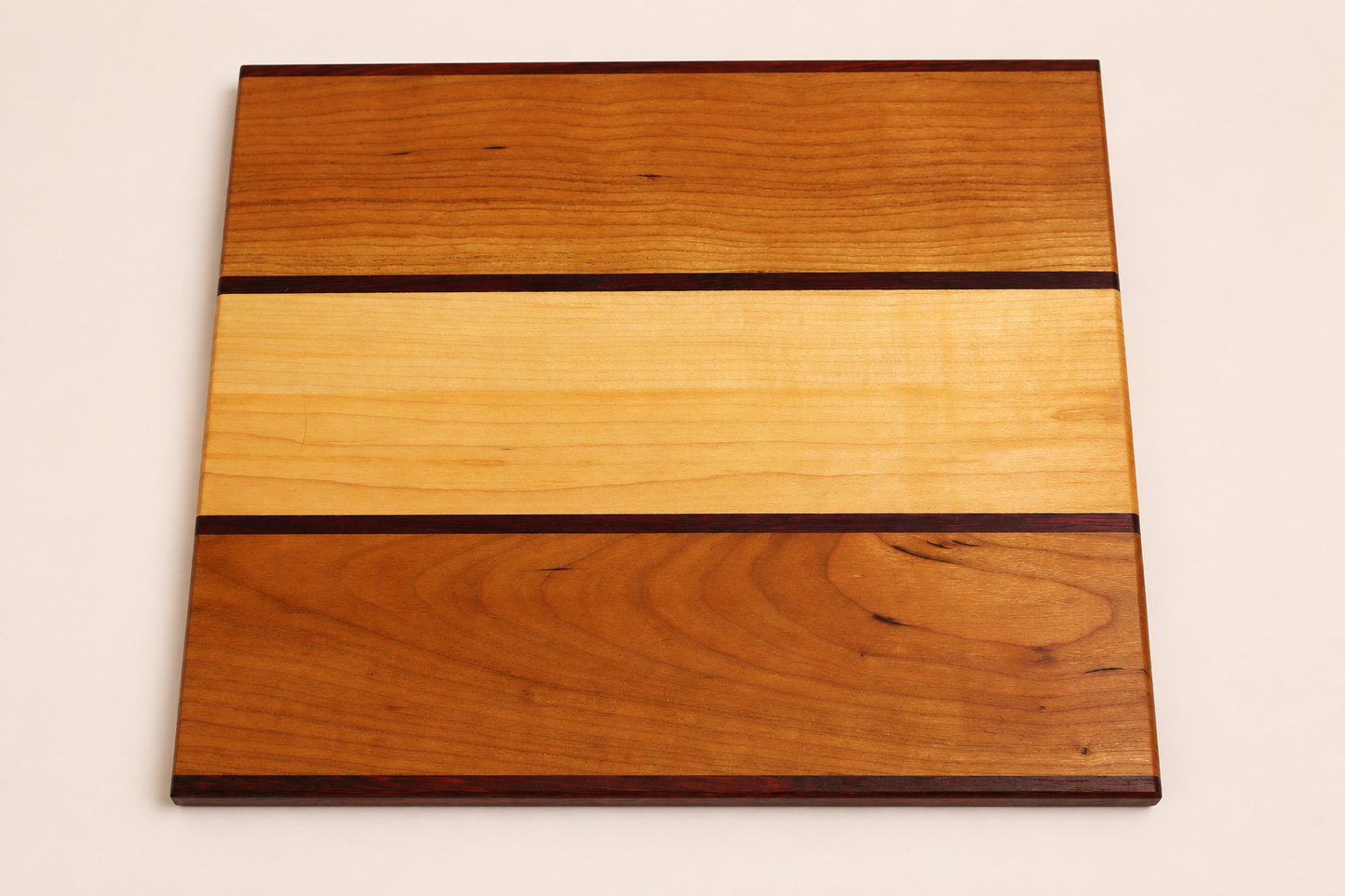 Handcrafted Maple, Cherry, Padauk and Purpleheart Charcuterie Board (10" x 12")