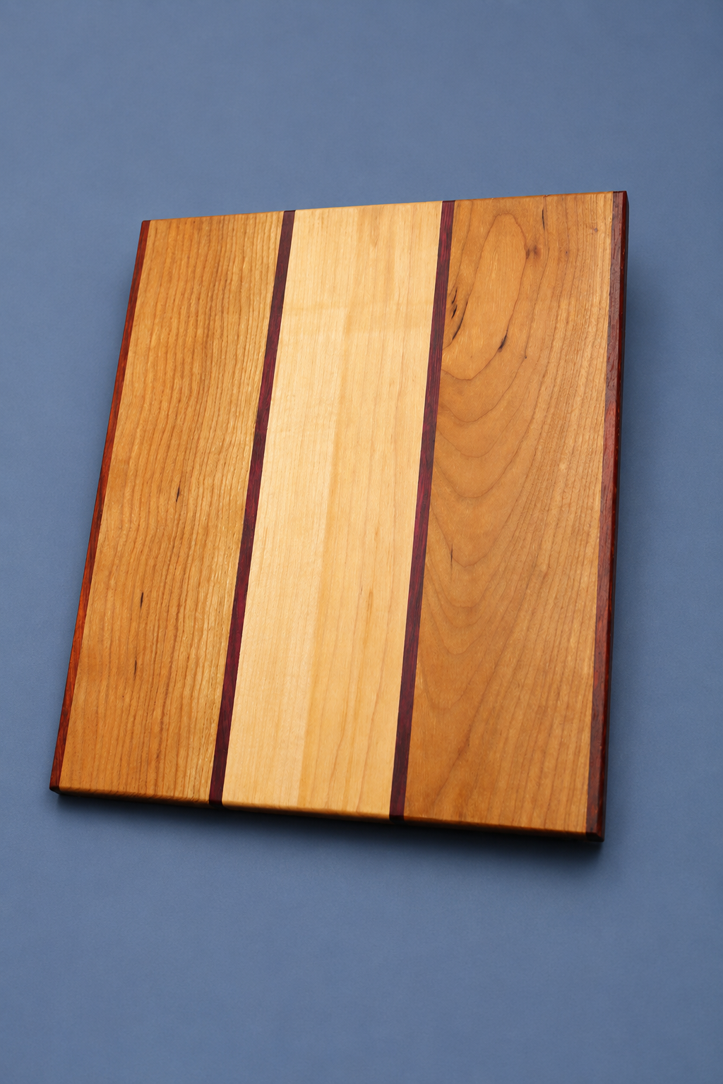 Handcrafted Maple, Cherry, Padauk and Purpleheart Charcuterie Board (10" x 12")