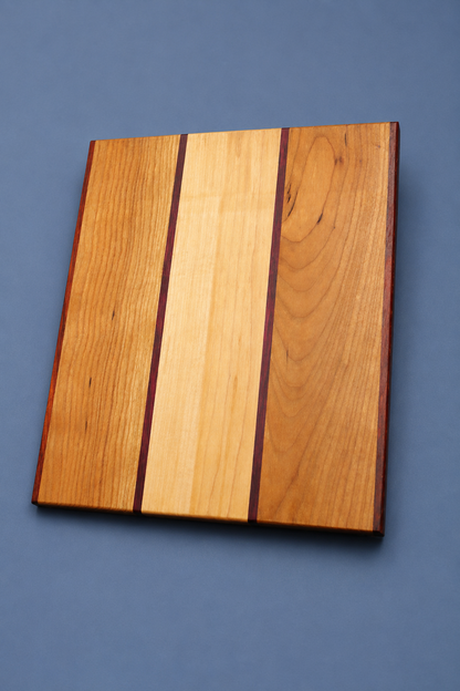 Handcrafted Maple, Cherry, Padauk and Purpleheart Charcuterie Board (10" x 12")