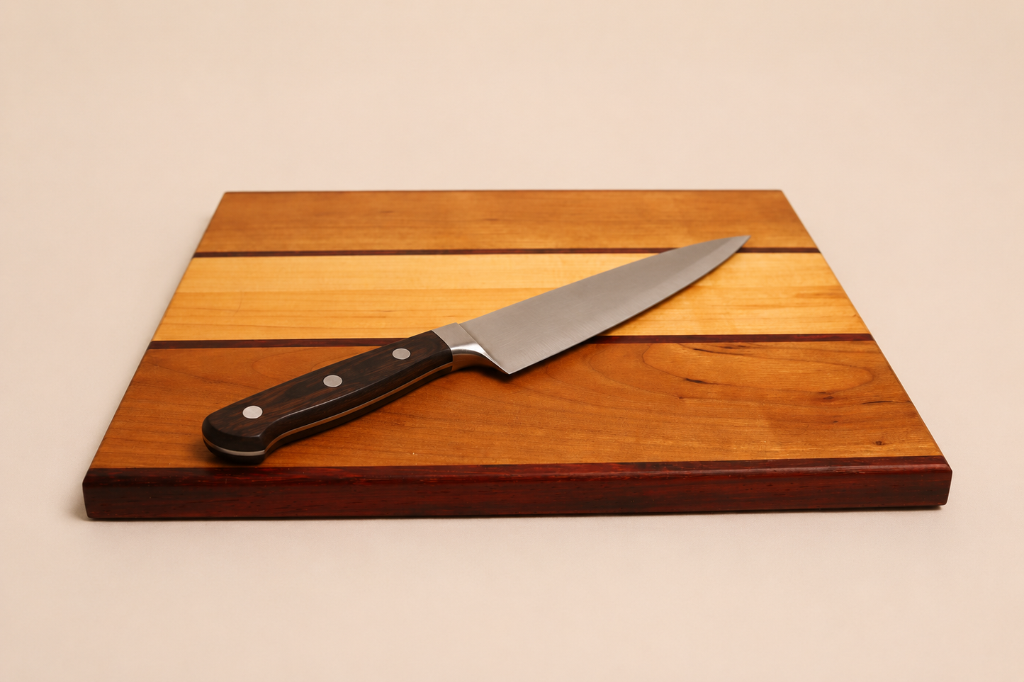Handcrafted Maple, Cherry, Padauk and Purpleheart Charcuterie Board (10" x 12")