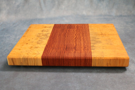 Book-Matched Ebiara & Magnolia End Grain Cutting Board – Handcrafted Artisan Hardwood Board (12" x 15")