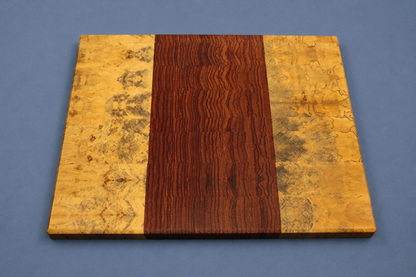 Book-Matched Ebiara & Magnolia End Grain Cutting Board – Handcrafted Artisan Hardwood Board (12" x 15")
