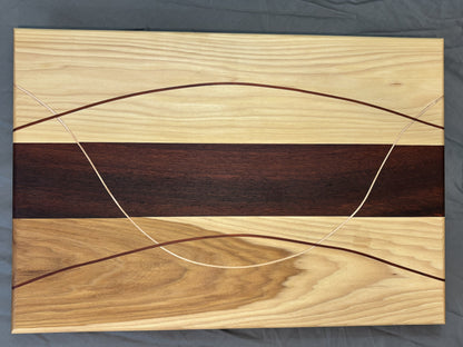 Hickory & Padauk Charcuterie Board with Inlay Ribbon Accents