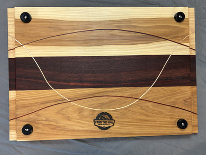 Hickory & Padauk Charcuterie Board with Inlay Ribbon Accents