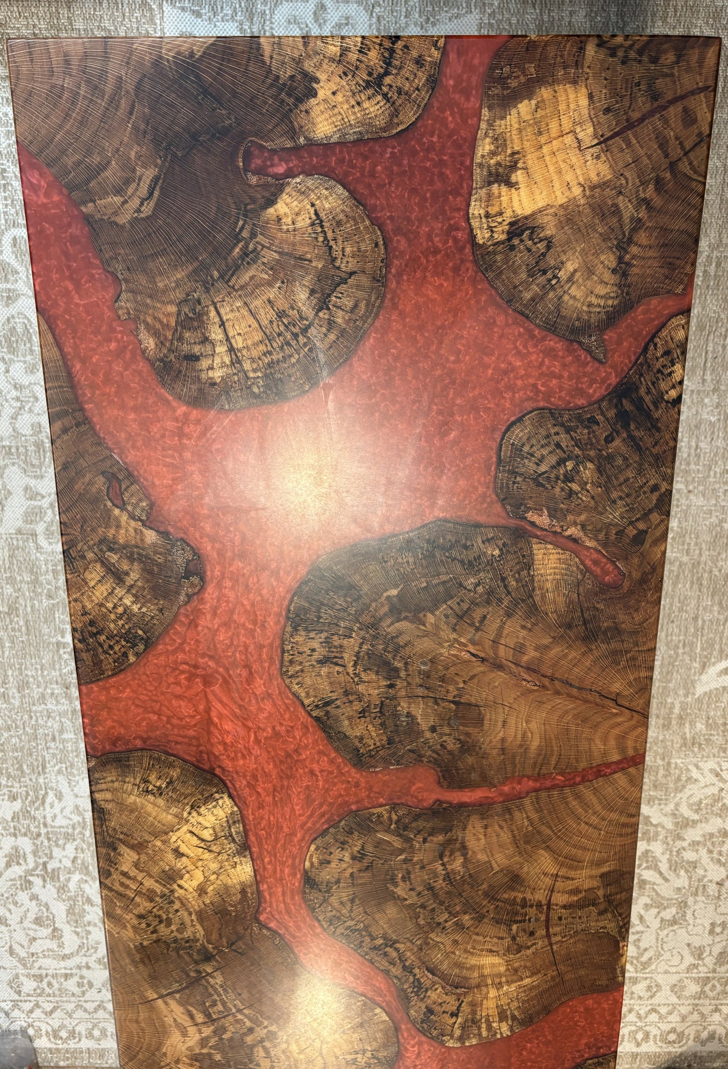 Garnet & Gold Epoxy Table – Handcrafted Artisan Furniture (24" x 48")