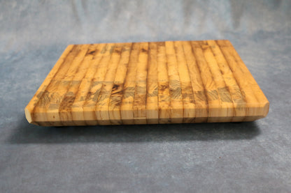 Handcrafted Magnolia End Grain Cutting Board with Beveled Bottom Handle (14" x 13")