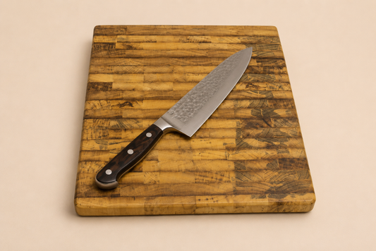 Handcrafted Magnolia End Grain Cutting Board with Beveled Bottom Handle (14" x 13")