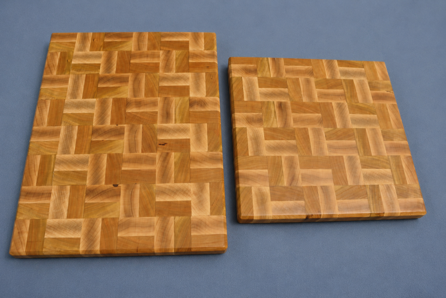 Maple & Cherry End Grain Patterned Cutting Board – Handcrafted Hardwood Kitchen Board (10.5" x 10.5")