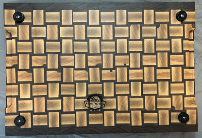 Maple & Walnut End Grain Basket Weave Cutting Board with Walnut Border (12" x 18")