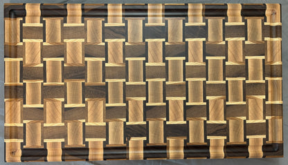 Maple & Walnut / Walnut & Hickory End Grain Basket Weave Cutting Board (10" x 18")