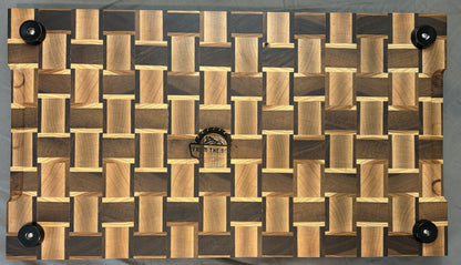 Maple & Walnut / Walnut & Hickory End Grain Basket Weave Cutting Board (10" x 18")