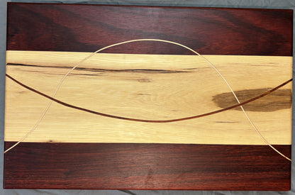 Padauk & Hickory Charcuterie Board with Inlay Ribbon Accents
