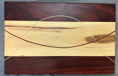 Padauk & Hickory Charcuterie Board with Inlay Ribbon Accents