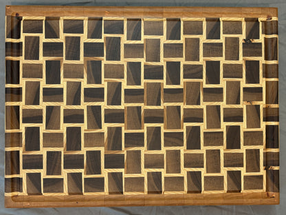 Walnut & Hickory End Grain Basket Weave Cutting Board with Cherry Border (11" x 16")