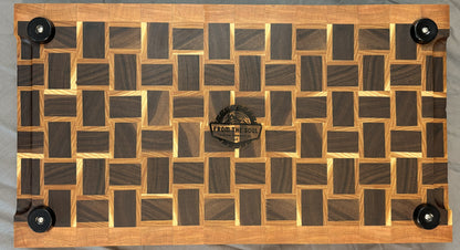 Walnut & Hickory End Grain Basket Weave Cutting Board with Cherry Border (9" x 17")