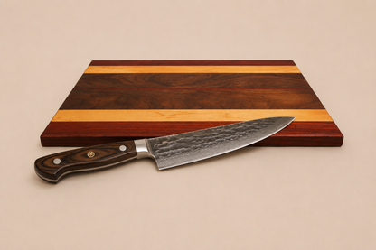 Handcrafted Walnut, Maple and Padauk Charcuterie Board (12" x 15")